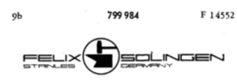 FELIX SOLINGEN STAINLES GERMANY Logo (DPMA, 17.01.1964)