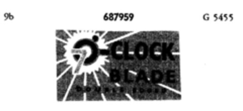 7 O'-CLOCK BLADE DOUBLE EDGED Logo (DPMA, 05/24/1955)