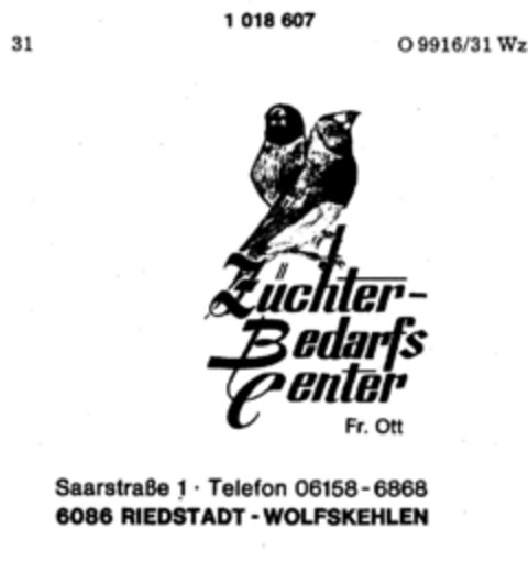 Züchter-Bedarfs Center Fr. Ott Logo (DPMA, 06.12.1979)