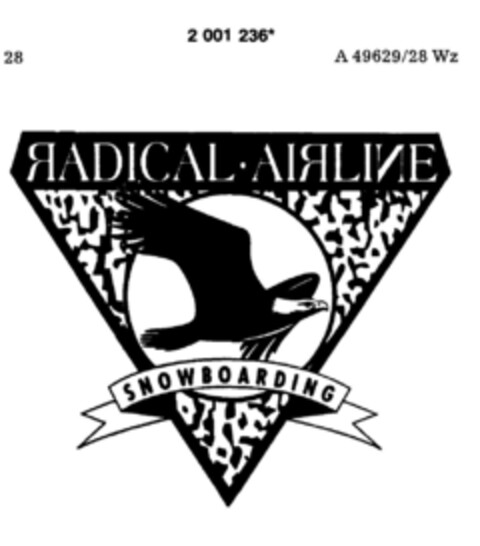 RADICAL AIRLINE SNOWBOARDING Logo (DPMA, 15.02.1991)