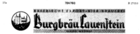 Burgbräu Lauenstein BAYRISCHE EXPORT-BIER-BRAUEREI Logo (DPMA, 05/16/1962)