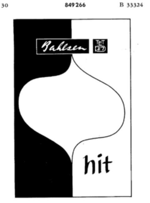 Bahlsen hit TET Logo (DPMA, 03/04/1965)