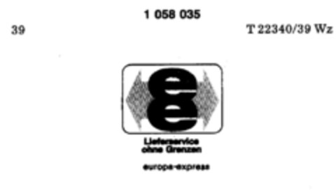 ee europa-express Lieferservice ohne Grenzen Logo (DPMA, 12.02.1983)