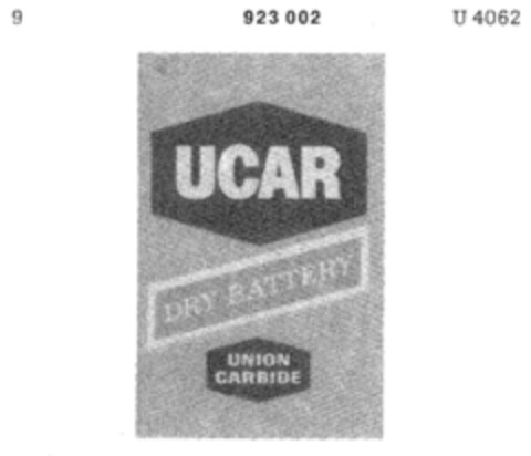 UCAR DRY BATTERY UNION CARBIDE Logo (DPMA, 09.05.1973)