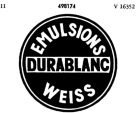 DURABLANC EMULSIONS WEISS Logo (DPMA, 07/01/1937)