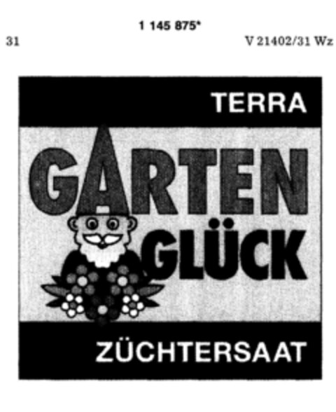 TERRA GARTEN GLÜCK ZÜCHERSAAT Logo (DPMA, 05/09/1989)