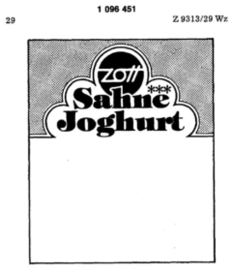 zott Sahne Joghurt Logo (DPMA, 19.02.1986)