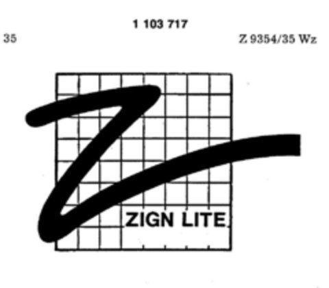 Z ZIGN LITE Logo (DPMA, 17.04.1986)