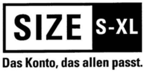 SIZE S-XL Das Konto, das allen passt. Logo (DPMA, 14.11.1997)