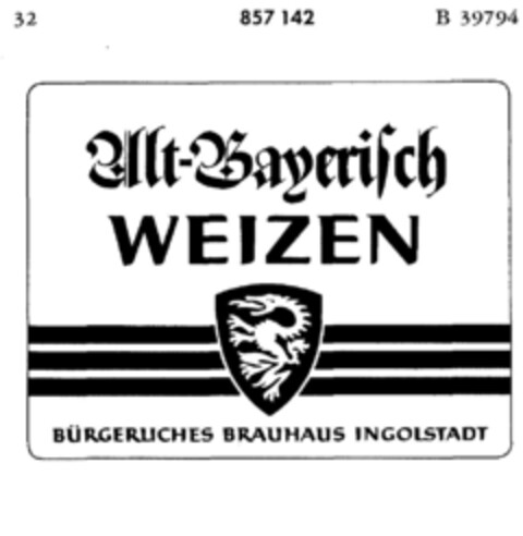 Alt-Bayerisch WEIZEN Logo (DPMA, 14.02.1968)