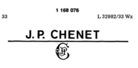 J.P. CHENET Logo (DPMA, 08.12.1989)