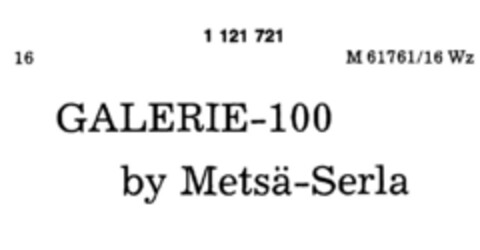 GALERIE-100 by Metsä-Serla Logo (DPMA, 10.11.1987)