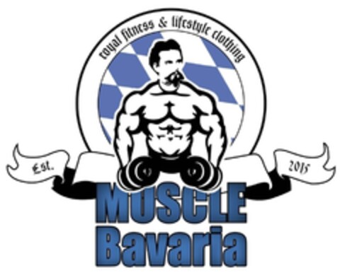 MUSCLE Bavaria royal fitness & lifestyle clothing Est. 2015 Logo (DPMA, 20.02.2015)