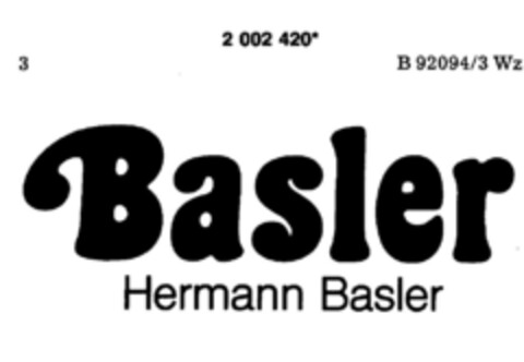 Basler Hermann Basler Logo (DPMA, 03/20/1991)