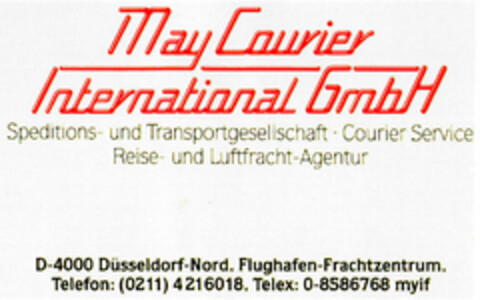 May Courier International GmbH Logo (DPMA, 10.07.1981)