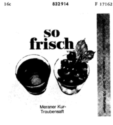 so frisch Meraner Kur-Traubensaft Logo (DPMA, 20.05.1966)