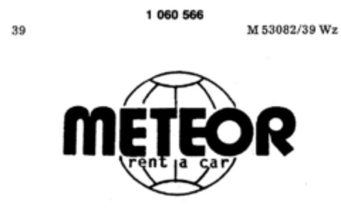 METEOR rent a car Logo (DPMA, 03.06.1983)
