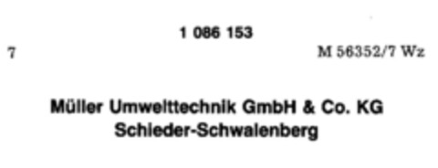Müller Umwelttechnik GmbH & Co. KG Schieder-Schwalenberg Logo (DPMA, 22.03.1985)