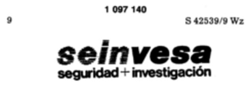 seinvesa seguridad + investigación Logo (DPMA, 13.11.1985)