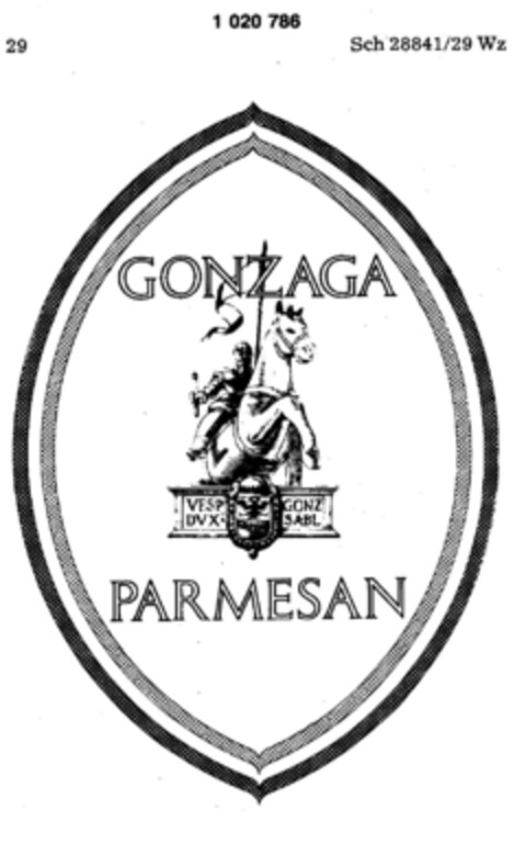 GONZAGA PARMESAN Logo (DPMA, 18.11.1980)