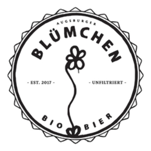 AUGSBURGER BLÜMCHEN BIO BIER - EST. 2017 - - UNFILTRIERT - Logo (DPMA, 18.05.2017)