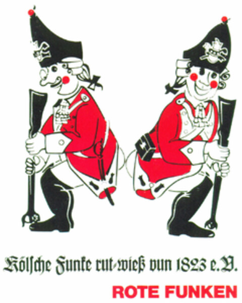 Kölsche Funke rut/wieß vun 1823 e.V. ROTE FUNKEN Logo (DPMA, 29.09.1995)