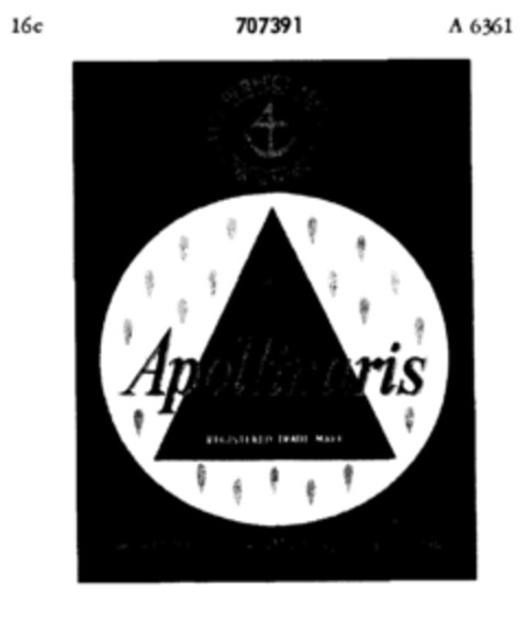 THE PERFECT MATCH   FOR WHISKY Apollinaris REGISTERED TRADE MARK Logo (DPMA, 19.11.1956)