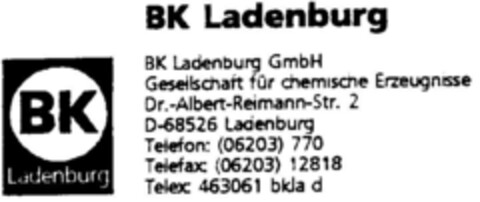BK Ladenburg Logo (DPMA, 01.01.1995)
