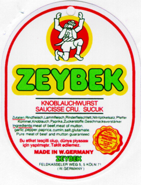 ZEYBEK Logo (DPMA, 17.07.1985)