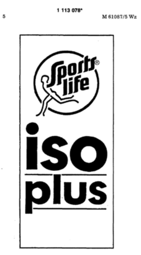 iso plus Sports life Logo (DPMA, 22.07.1987)