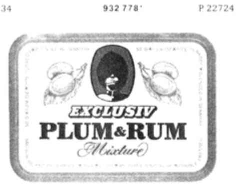EXCLUSIV PLUM&RUM Logo (DPMA, 21.02.1975)