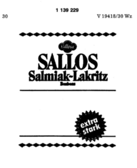 SALLOS Salmiak-Lakritz Bonbons Logo (DPMA, 18.06.1985)