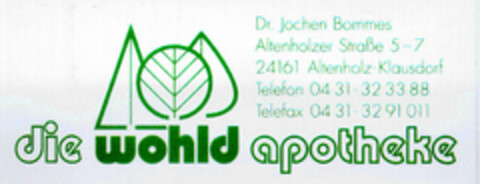 die wohld apotheke Logo (DPMA, 11/03/1998)