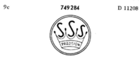 SSS PRÄZISION Logo (DPMA, 28.01.1960)