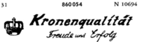 Kronenqualität Freude und Erfolg Logo (DPMA, 16.11.1967)