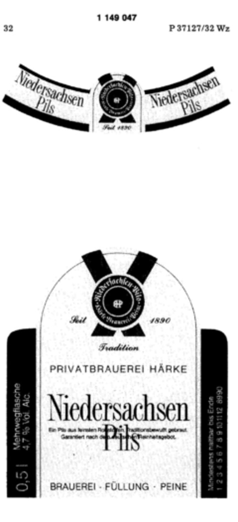 NIEDERSACHSEN Pils Logo (DPMA, 21.10.1988)