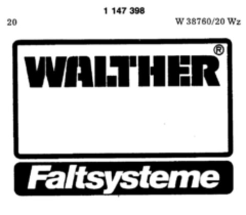 WALTHER Faltsysteme Logo (DPMA, 19.12.1988)