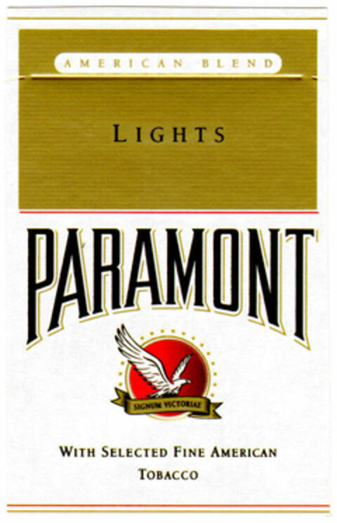 LIGHTS PARAMONT WITH SELECTED FINE AMERICAN TOBACCO Logo (DPMA, 31.08.2000)