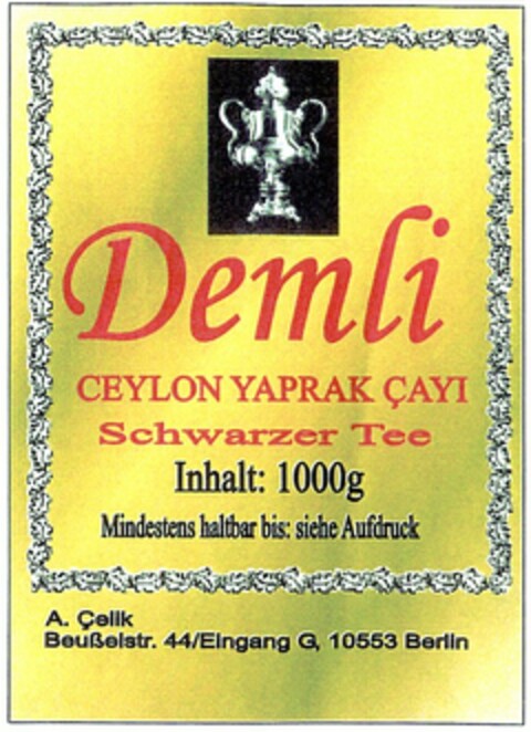 Demli CEYLON YAPRAK CAYI Logo (DPMA, 11.06.2004)