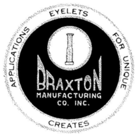 BRAXTON MANUFACTURING CO. INC. CREATES EYELETS FOR UNIQUE  APPLICATIONS Logo (DPMA, 08/21/1981)