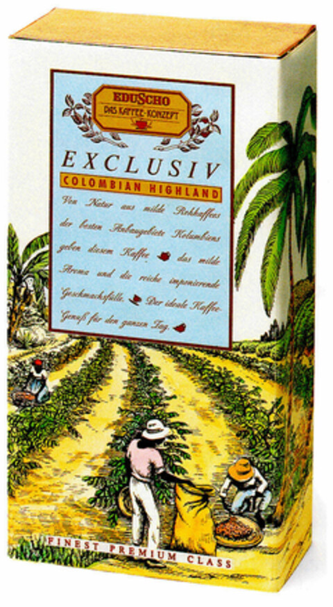 EDUSCHO DAS KAFFEE-KONZEPT EXCLUSIV COLOMBIAN HIGHLAND Logo (DPMA, 01.03.1988)
