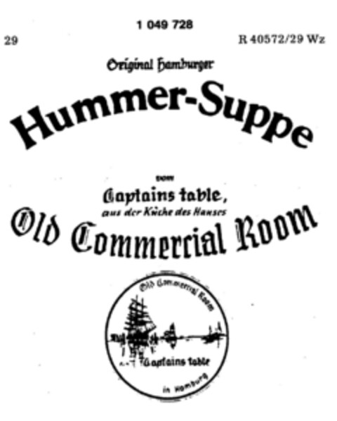 Original Hamburger Hummer-Suppe Logo (DPMA, 01.12.1982)