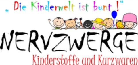 "Die Kinderwelt ist bunt"! NERVZWERGE Kinderstoffe und Kurzwaren Logo (DPMA, 25.08.2015)