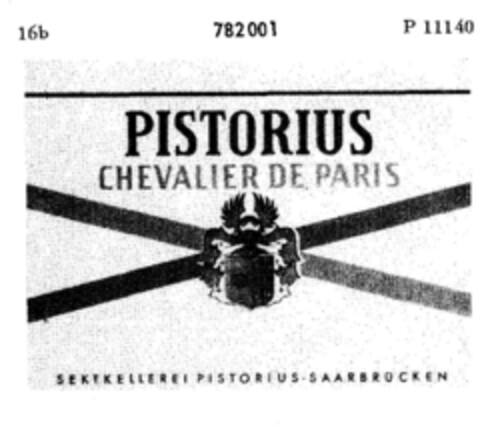 PISTORIUS CHEVALIER DE PARIS Logo (DPMA, 20.02.1962)