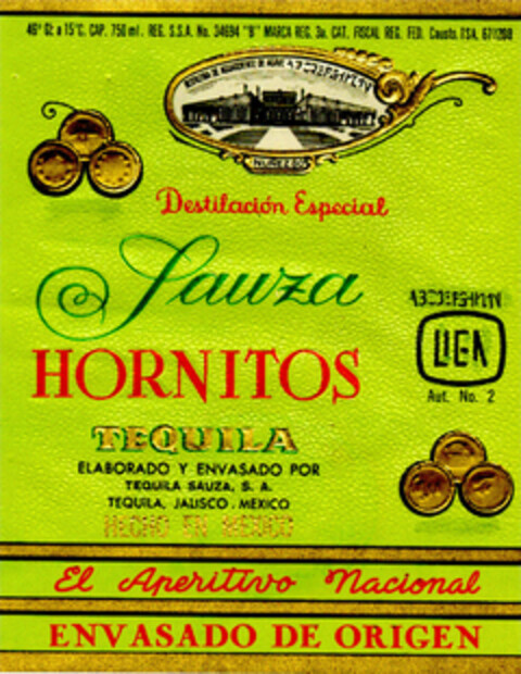 Sauza HORNITOS TEQUILA Logo (DPMA, 25.02.1971)