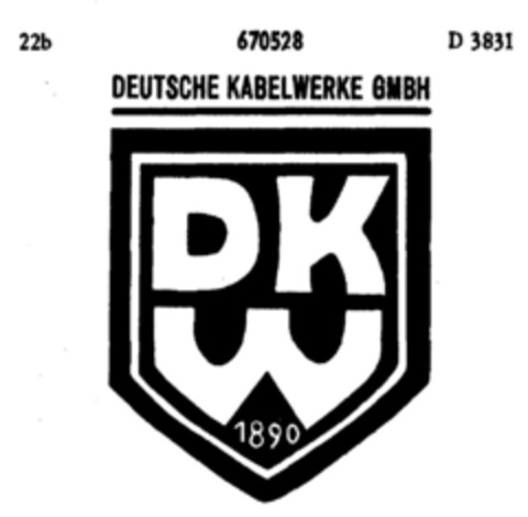 DEUTSCHE KABELWERKE GMBH DKW 1890 Logo (DPMA, 27.05.1953)