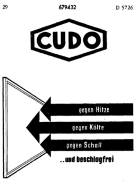 CUDO gegen Hitze gegen Kälte gegen Schall ..und beschlagfrei Logo (DPMA, 11/11/1954)