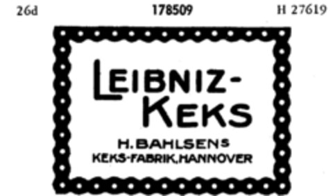 LEIBNIZ-KEKS H. BAHLSENS Logo (DPMA, 05/02/1913)