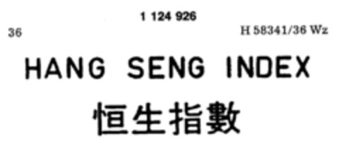 HANG SENG INDEX Logo (DPMA, 18.09.1987)