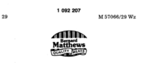 Bernard Matthews QUALITY MEATS Logo (DPMA, 06.08.1985)